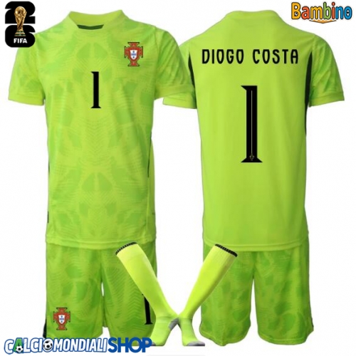 Maglie da calcio Portogallo Diogo Costa #1 Portiere Prima Maglia Bambino Mondiali 2026  Manica Corta + Pantaloni corti)